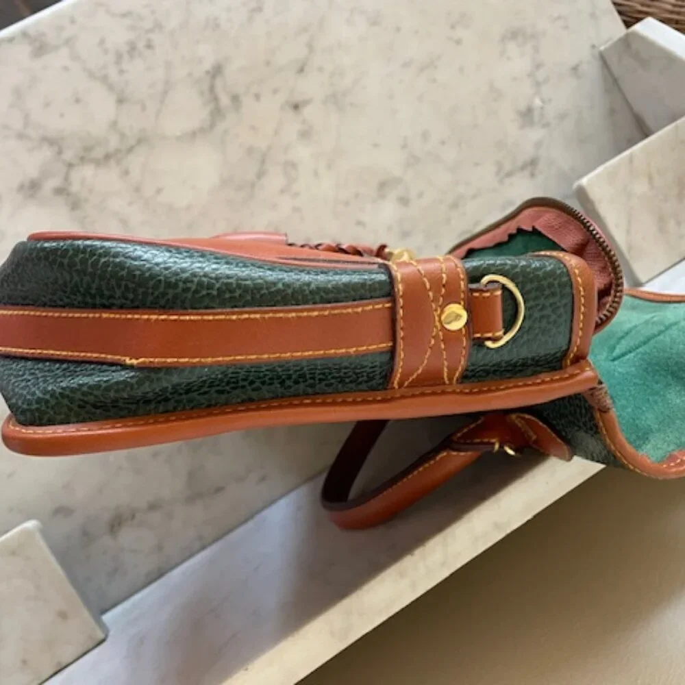 DOONEY & BOURKE AWL Green Pebbled Leather Large Double Pocket Outback Purse